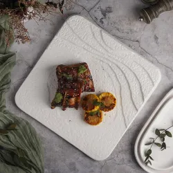 Тарелка 30*30 см h3,5/1,5 см квадратная борт лесенка Oyster белая фарфор P.L. Proff Cuisine [1]