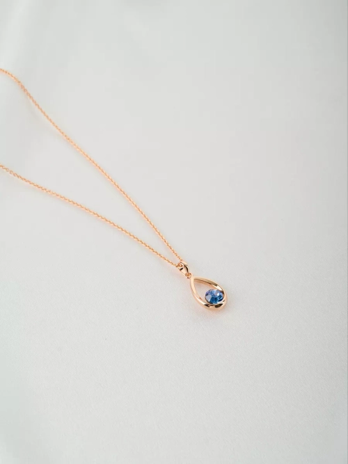 Кулон-капля Белла с голубым кристаллом Swarovski