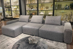 Диван Garda Decor трехместный Турин (Turin)(3 секции) с канапе и мех черно, серый Santo1606 355*163,5**68 см