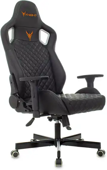 Кресло игровое Knight Outrider черный ромбик экокожа с подголов. крестов. металл