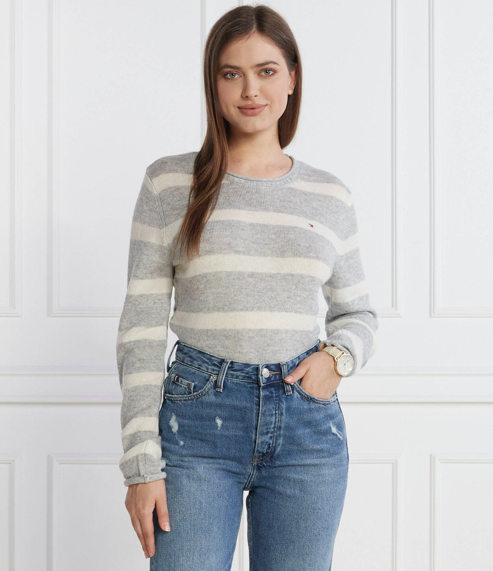 Хлопковый свитер soft c-nk Tommy Hilfiger - серый(WW0WW40264)