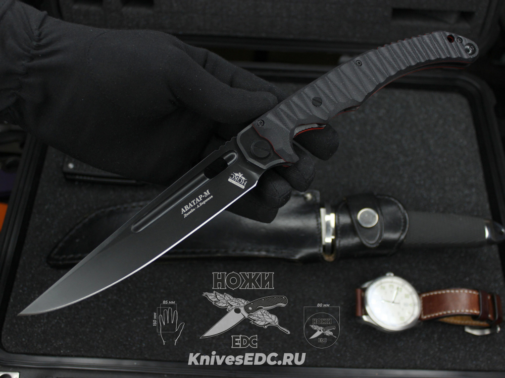 Складной нож НОКС Аватар М Red-Black 334-709404 на подшипниках c клинком из стали D2, рукоять G10