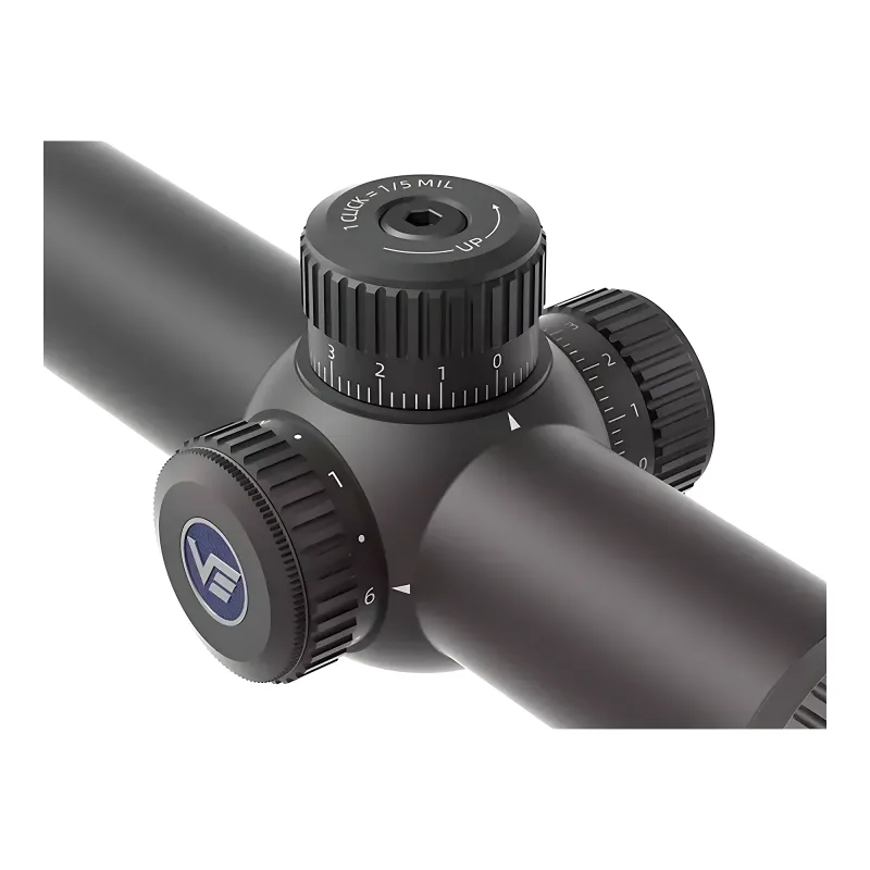 Прицел Vector Optics Forester 1-5x24 LPVO, G4 Fiber - крупный план барабанчиков ввода поправок и подсветки