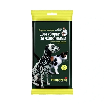 Салфетки влажные Teddy Pets для уборки за животными 25 шт