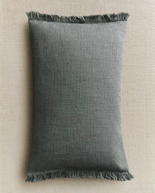 ZARA HOME НАВОЛОЧКА ДЛЯ ДЕКОРАТИВНОЙ ПОДУШКИ С БАХРОМОЙ, СИНИЙ