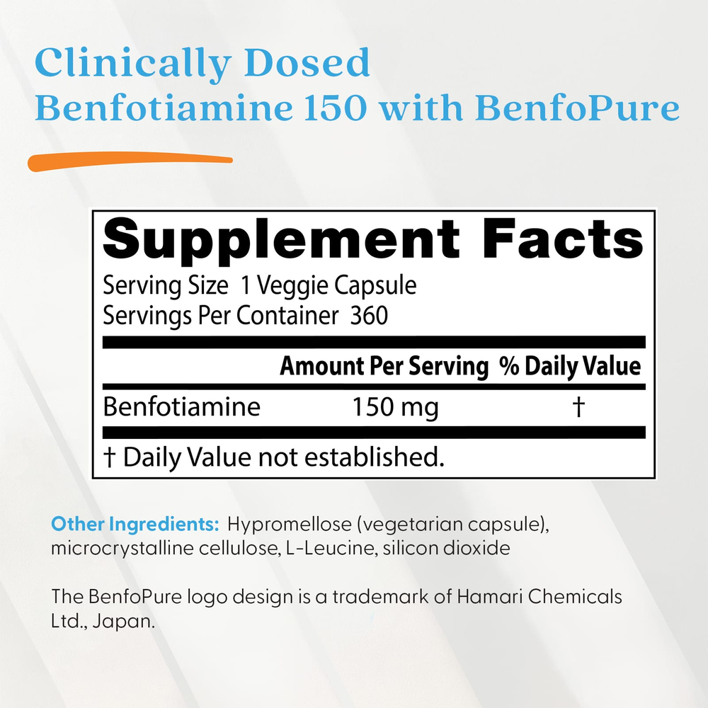 Doctor's Best, бенфотиамин с BenfoPure®, 150 мг, 360 растительных капсул