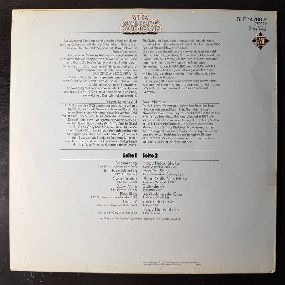 The Swinging Blue Jeans ‎– Brand New And Faded (Германия 1974г.)
