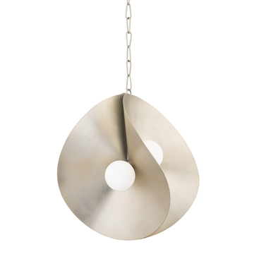 Corbett Peony Pendant, 60 cm, Warm Silver Leaf