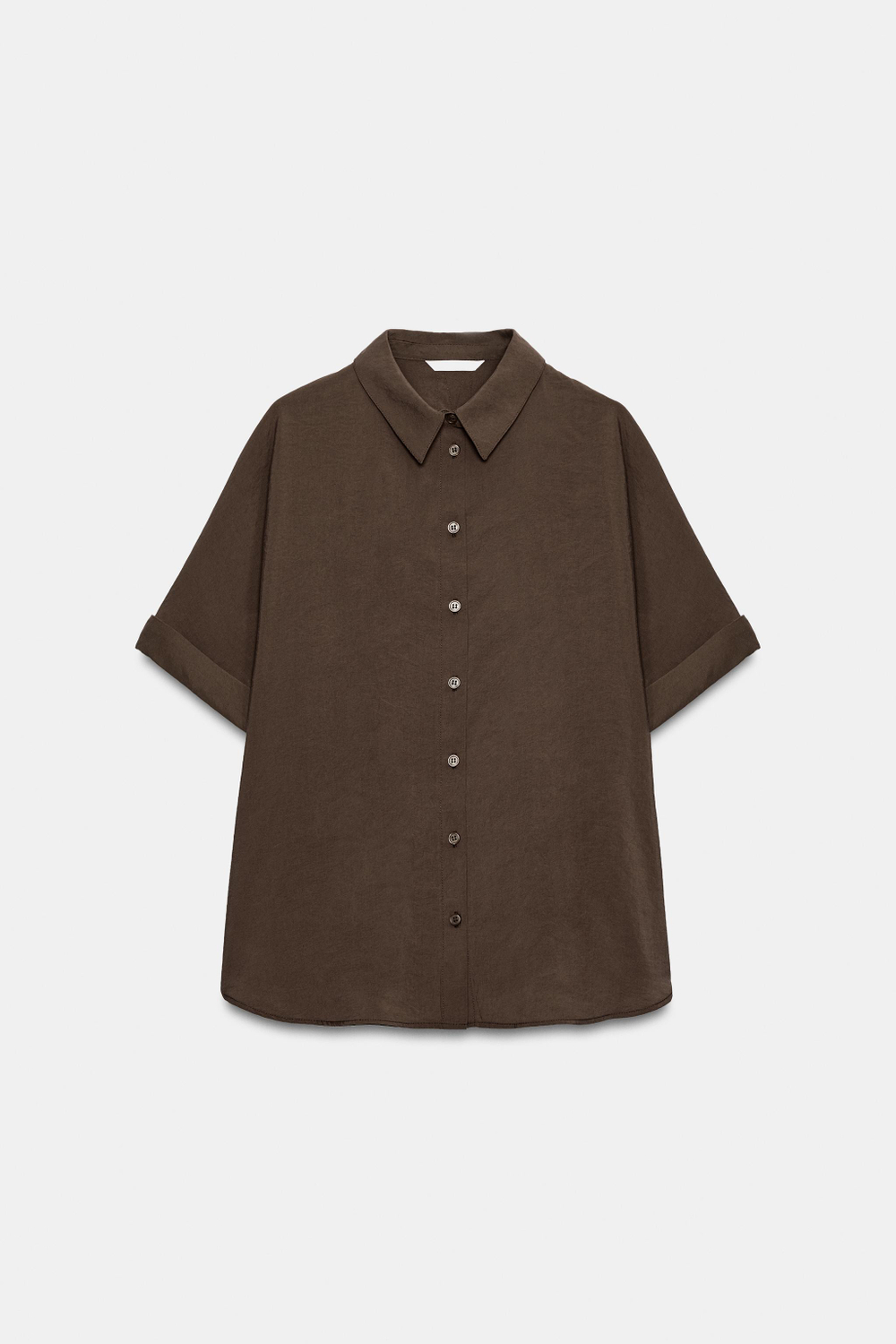 РУБАШКА СТРУЯЩЕГОСЯ КРОЯ С КОРОТКИМИ РУКАВАМИ — ZARA