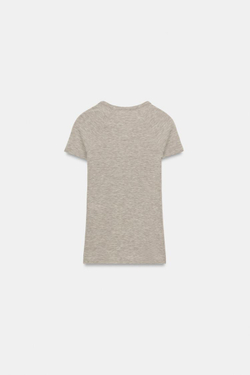 ZARA ФУТБОЛКА С КОРОТКИМИ РУКАВАМИ РЕГЛАН, БЕЖЕВЫЙ МЕЛАНЖ