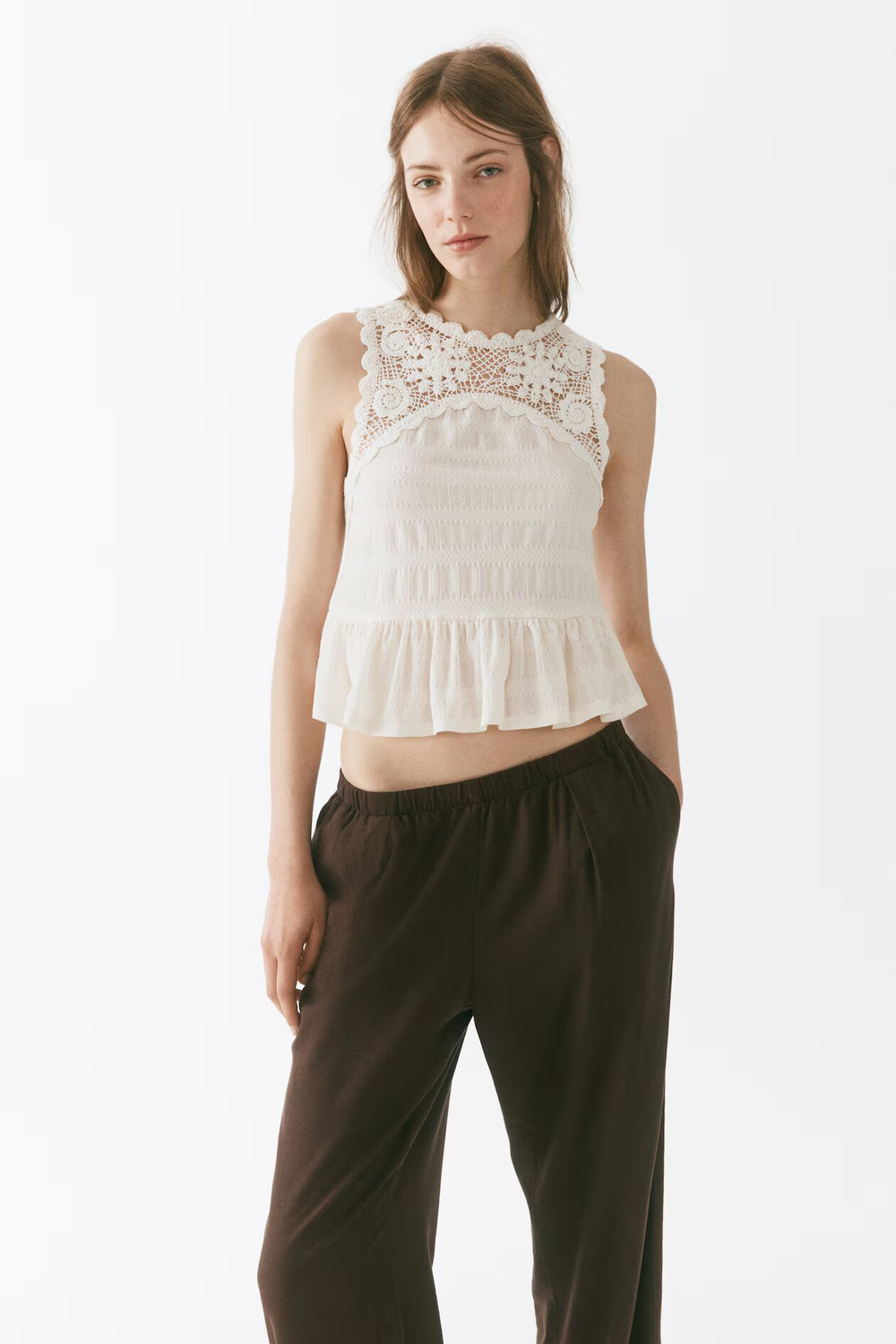 Широкие брюки с добавлением льна - H&M