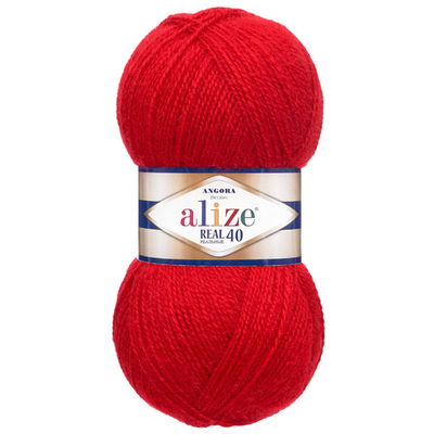 Пряжа Alize (Ализе) Angora Real 40 / уп.5 мот. по 100 г, 430м, 056 красный A