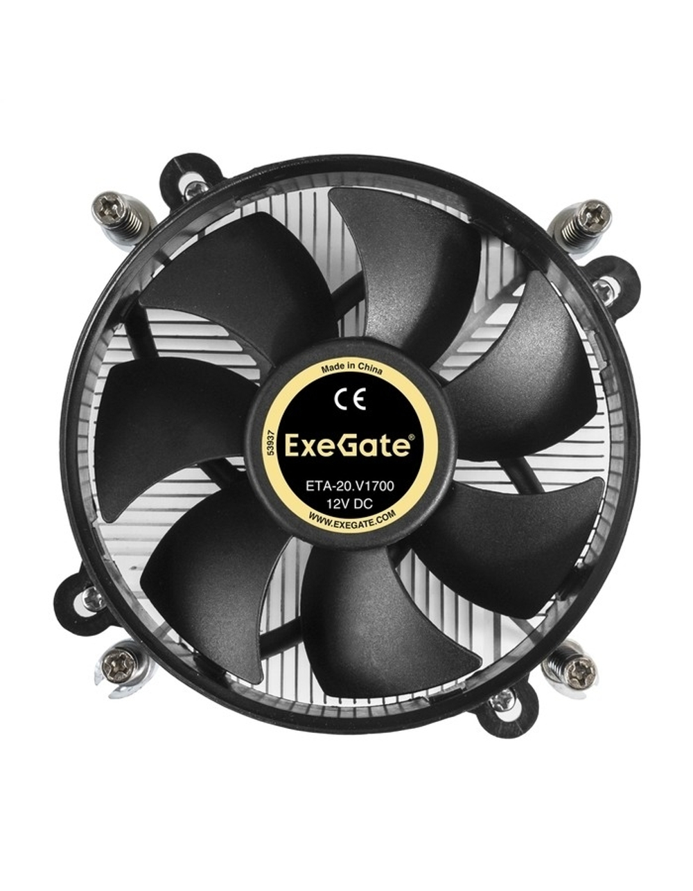Exegate EX292654RUS Кулер ExeGate ETA-20.V1700 (Al, LGA1700/1150/1151/1155/1156/1200/1366, TDP 90W, Fan 95mm, 2400RPM, Hydro bearing, 3pin, 22db, 340г, с термопастой, на винтах, Color Box)