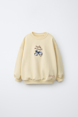 ZARA ТОЛСТОВКА С ВЫШИВКОЙ MICKEY MOUSE © DISNEY, ЦВЕТ СЛИВОЧНОГО МАСЛА