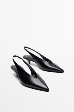 Massimo Dutti Туфли на каблуке с открытой пяткой, черный