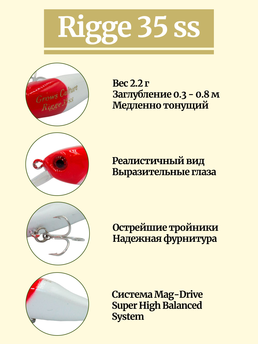 Воблер Минноу Rigge 35SS 35 мм 2.2 г цвет #38