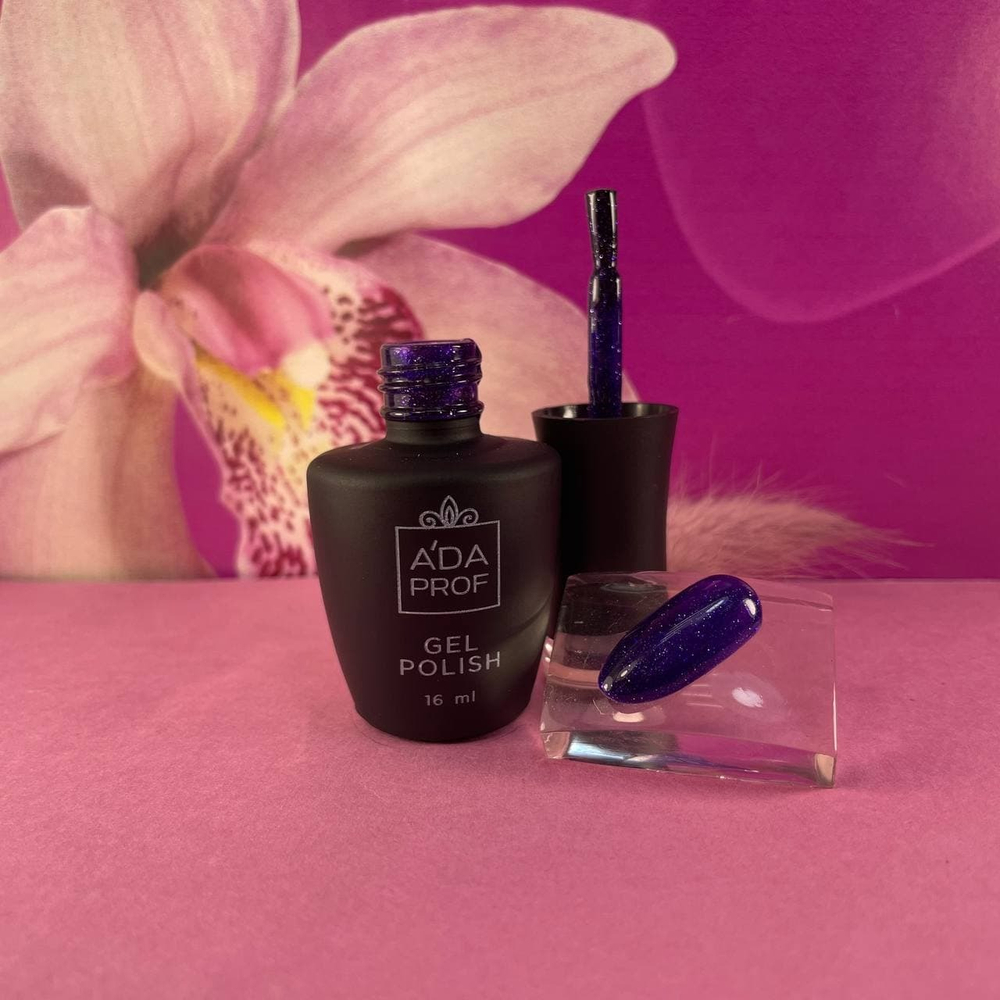 A'DA PROF Гель-лак фиолетовый с блестками высоко пигментированный (плотный) 16ml №08