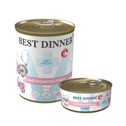 Бест Диннер Vet Profi Gastrointestinal Low Fat консервы с птицей для собак  0,34кг