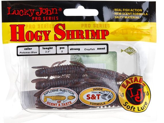 Виброхвосты съедобные LJ Pro Series HOGY SHRIMP 3.5in (8,9 см), цв. S19, 5 шт.