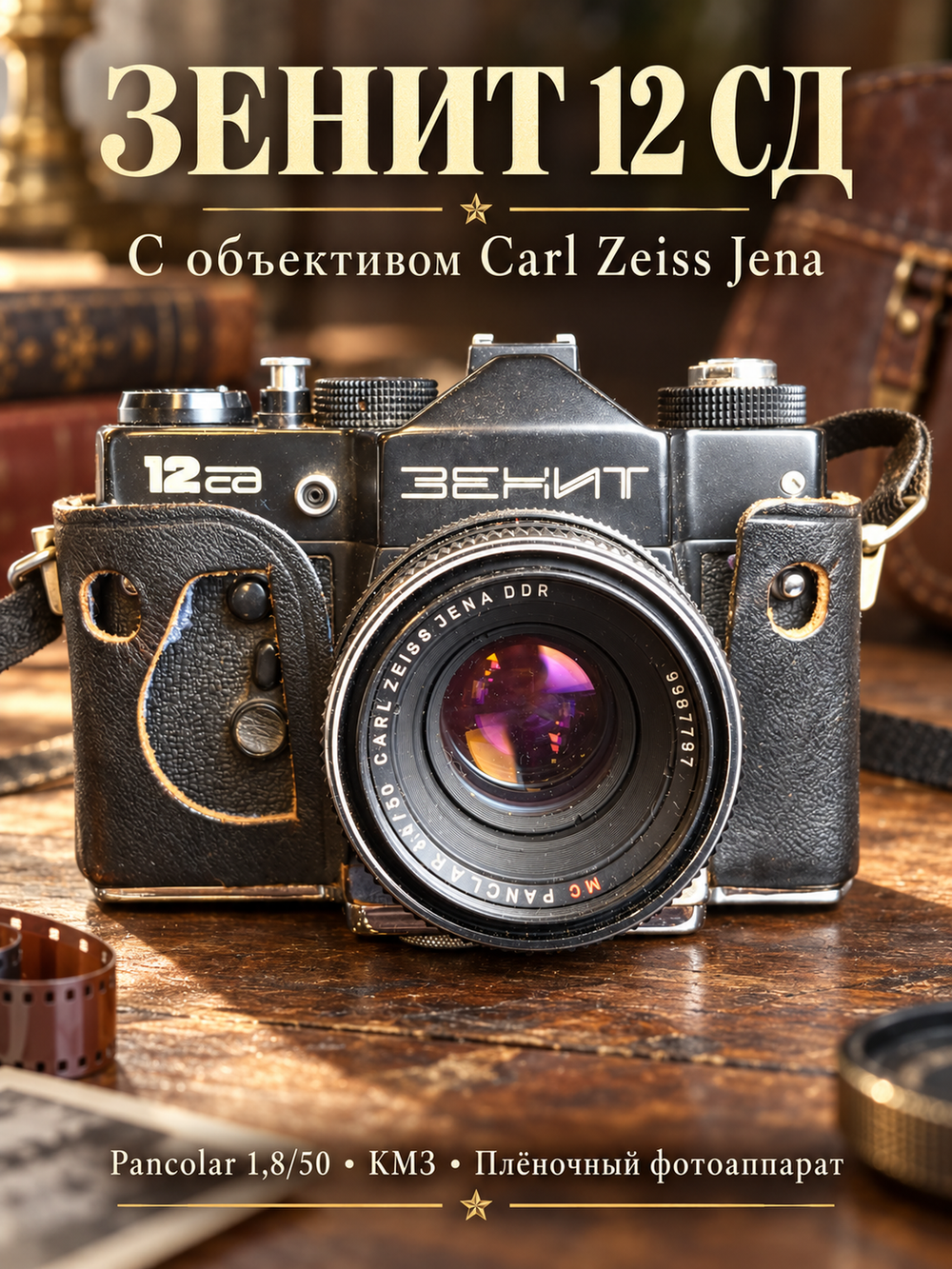 №23 Фотоаппарат Зенит 12 СД с объективом Pancolar 1,8/50 Carl Zeiss Jena. металл, стекло, кожа, пластик, Красногорский механический завод КМЗ