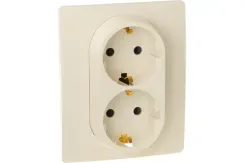 Розетка Legrand Etika с заземлением двойная слоновая кость 25680