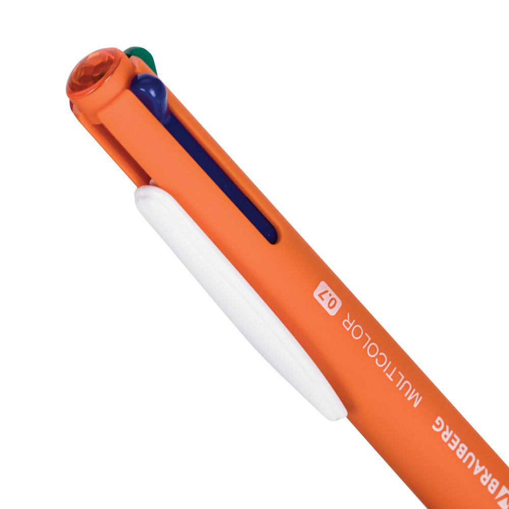 Ручка многоцветная шариковая автоматическая BRAUBERG "MULTICOLOR", 4 ЦВЕТА, корпус ассорти, линия 0,35 мм, 143458