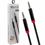 Кабель AUX WALKER WCA-530, 3.5мм, четырехконтактный, нейлон, черный