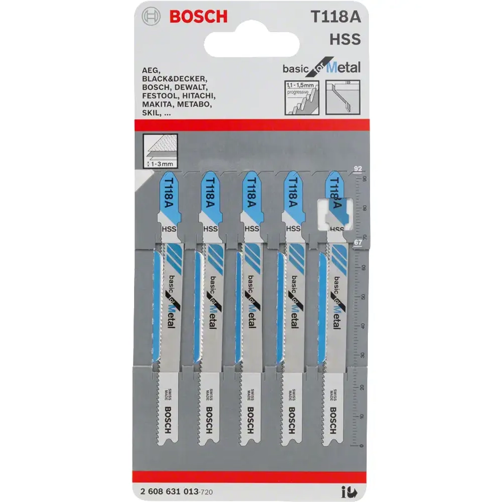 Пилки для лобзика по металлу T118 А HSS BOSCH 2608631013
