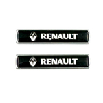 Шильд Renault объемный металлический (наклейка Рено, 7,5х1,5см). 2 шт в комплекте. Черный цвет с серебристой надписью