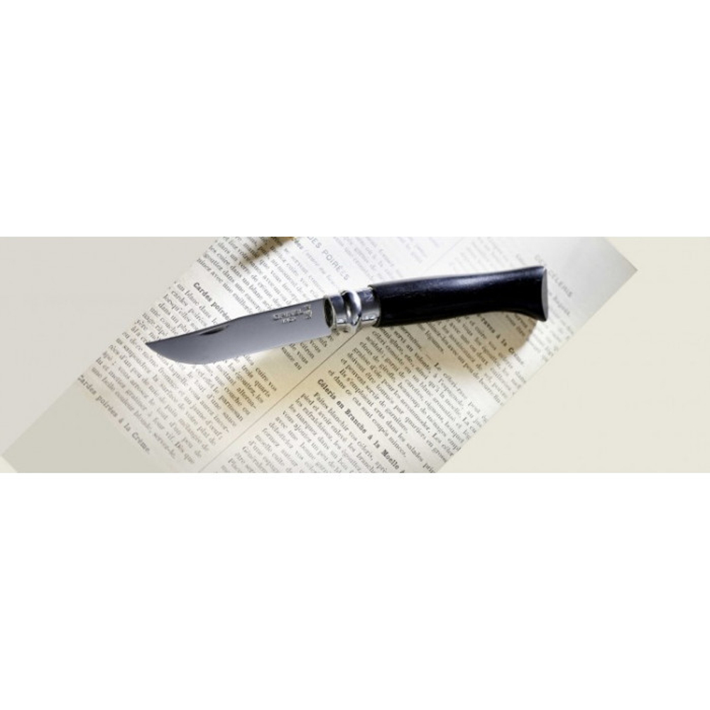 Нож Opinel №8, нержавеющая сталь, рукоять эбеновое дерево, деревянный футляр