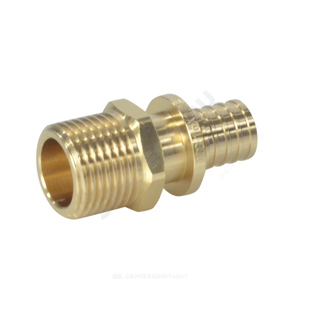 Муфта для PE-X труб аксиальная латунь Дн 25х3/4" НР РОС