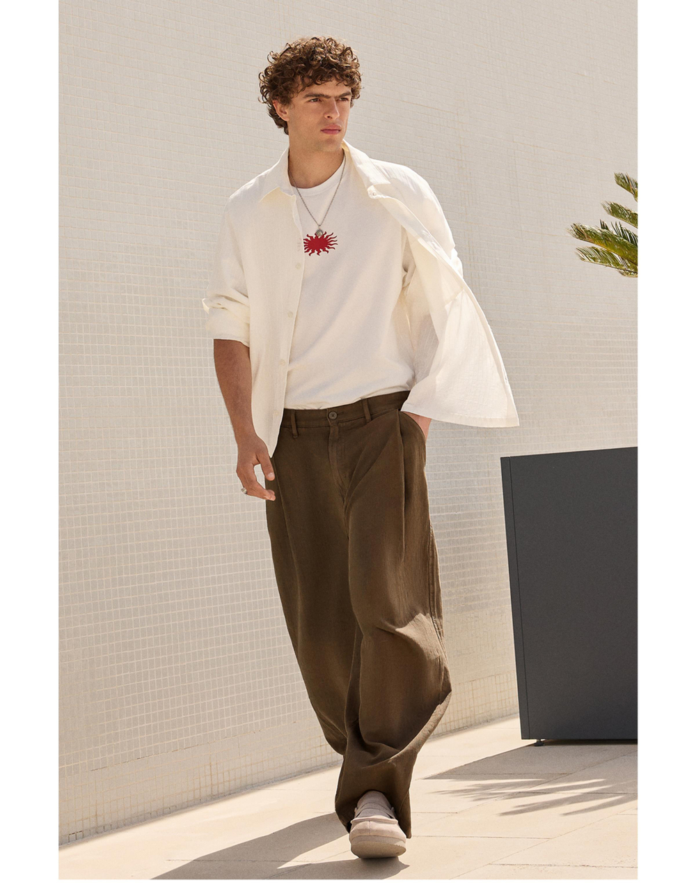 Мужские брюки super baggy fit с льном - BERSHKA