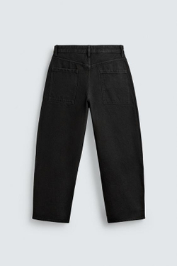 ZARA ДЖИНСЫ TAPERED WIDE FIT, ЧЕРНЫЙ