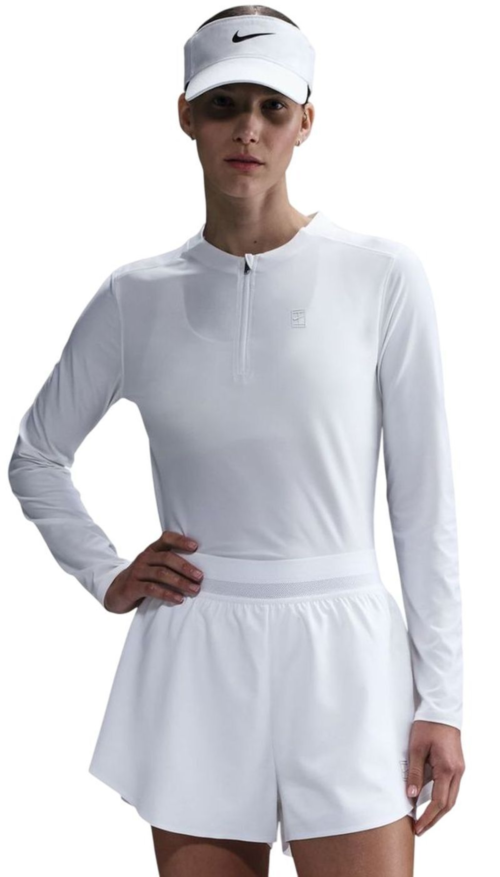Женская теннисная футболка (dł. Рукава) Nike Court Advantage Dri-Fit Mid-Layer Tennis - белый