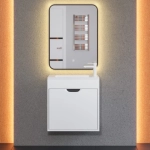 Тумба с раковиной для ванной Uperwood Modul 60 см, подвесная, матовая, белая/графит