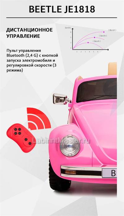 Детский электромобиль "Volkswagen Beetle" JE1818 12V, оранжевый