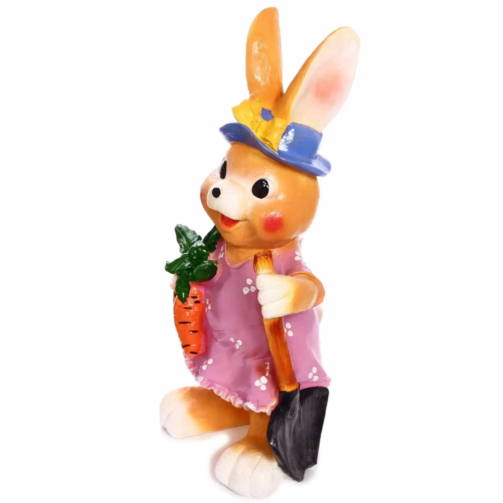 Фигура из гипса «Зайчиха с морковкой» 68см бежевый