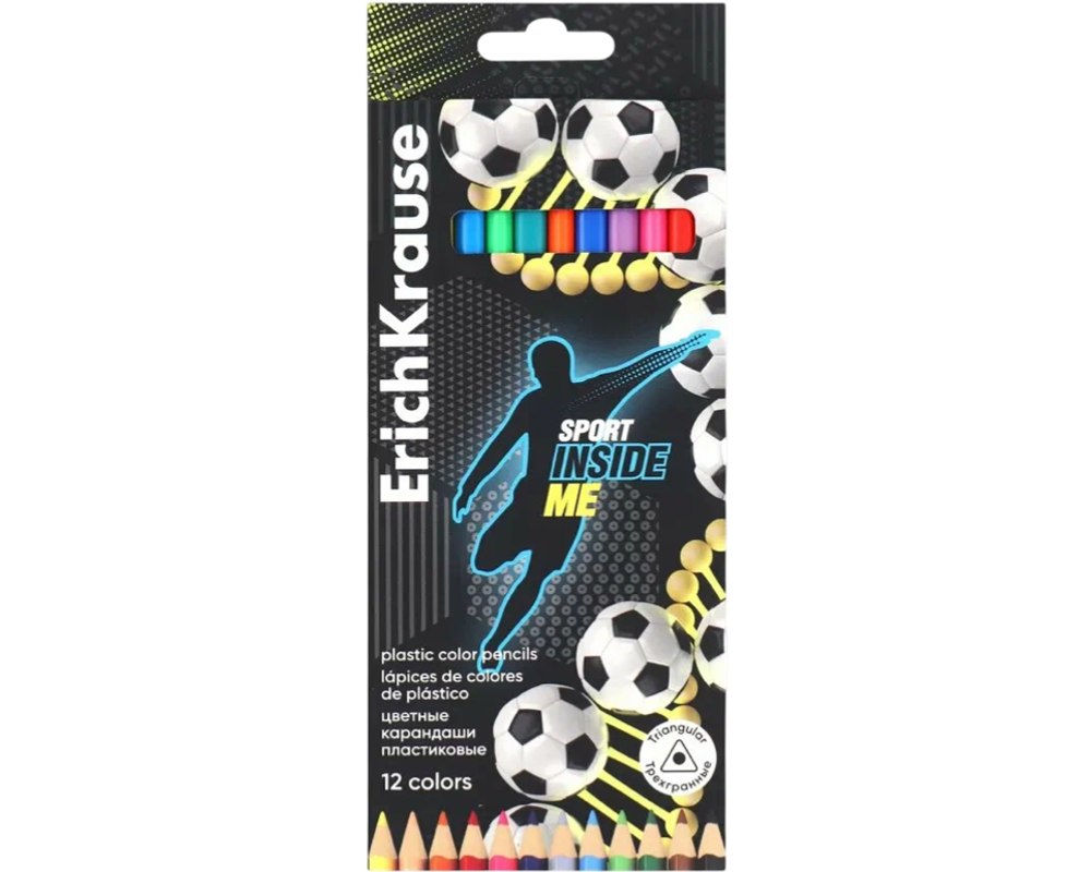 Цветные карандаши пласт ErichKrause Sport DNA 12 цветов