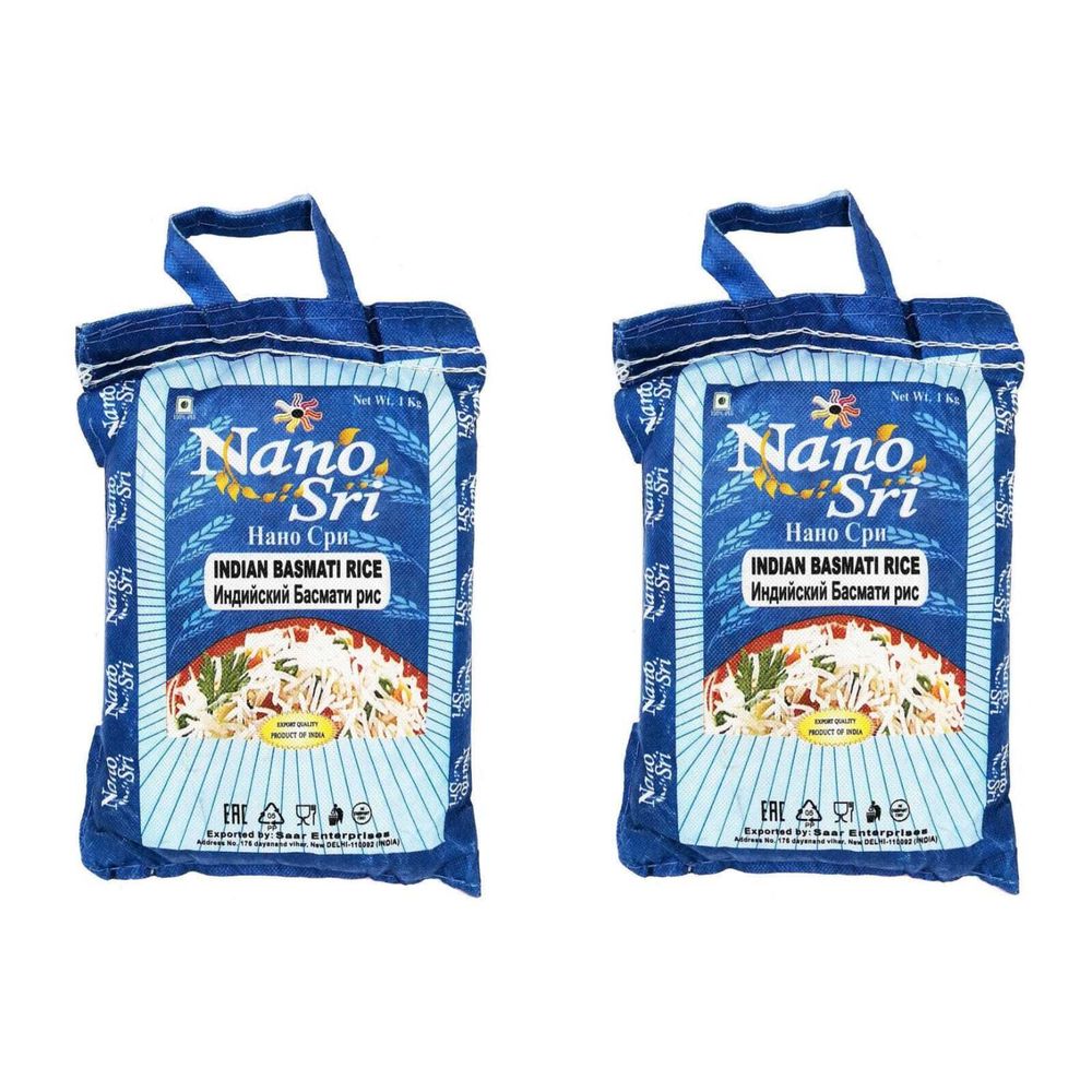 Рис Nano Sri Басмати непропаренный, 1 кг, 2 шт