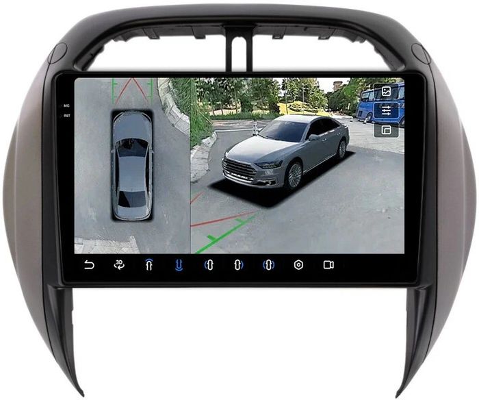 Магнитола для Toyota RAV4 2 2003-2005 - FarCar BX9-360-9688 монитор 9.5" 2K QLED на Android 13, Быстрая, CarPlay, 4G SIM-слот, 4 камеры в комплекте
