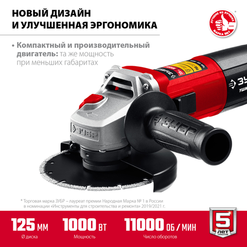 Углошлиф. машина 125мм Зубр 1кВт