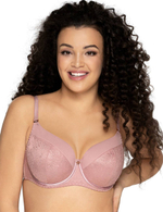 Бюстгальтер с чашками plus size из жаккардовой ткани на тонком поролоне (Размер: 90G) (Цвет: нежно-розовый)