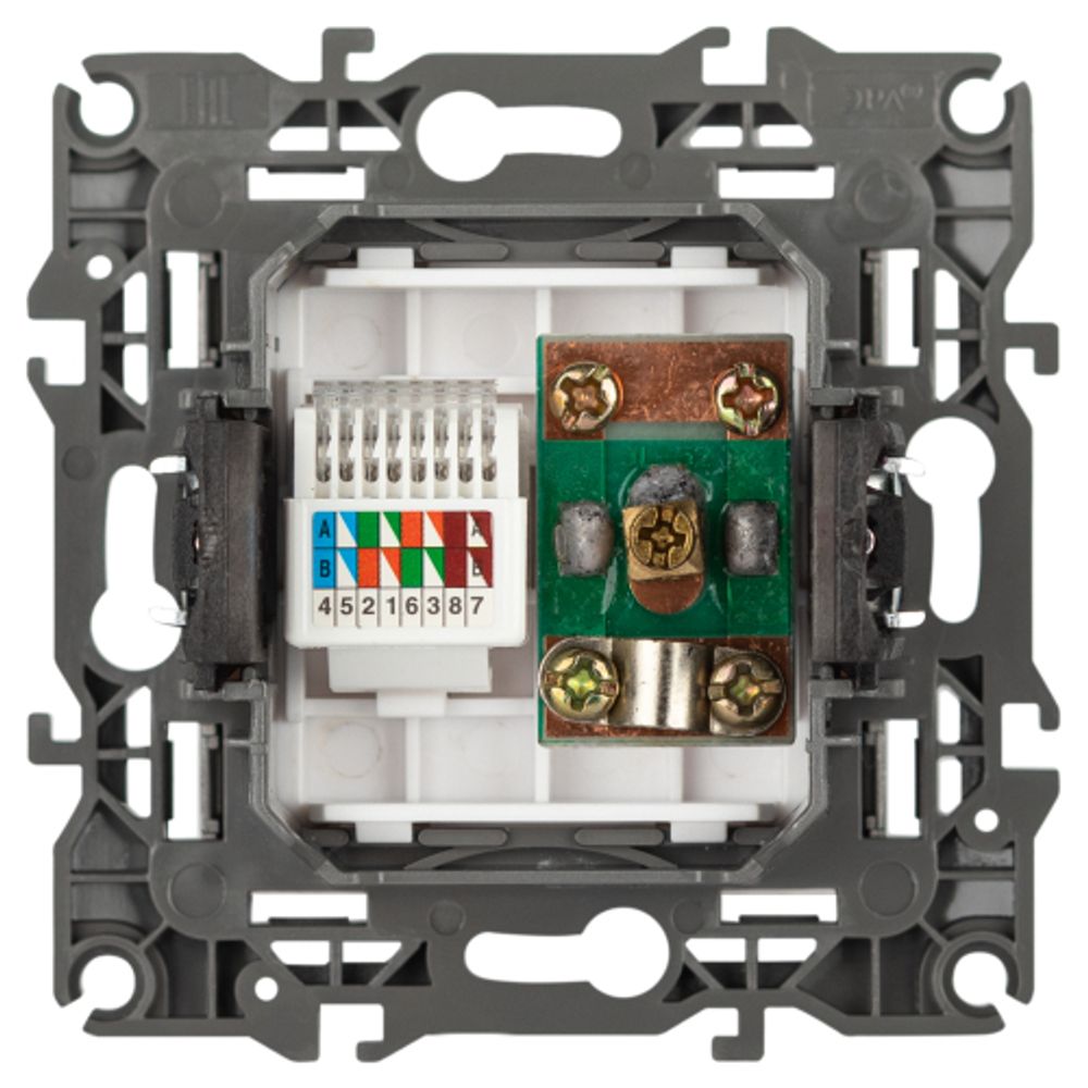 Розетка ЭРА Серия 12 12-3110-16 комбинированная RJ45+TV, титан | Эра 12