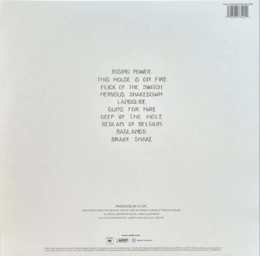 AC/DC - Flick Of The Switch (Сoloured Vinyl) (LP). Новая запечатанная виниловая пластинка + ПОДАРОК