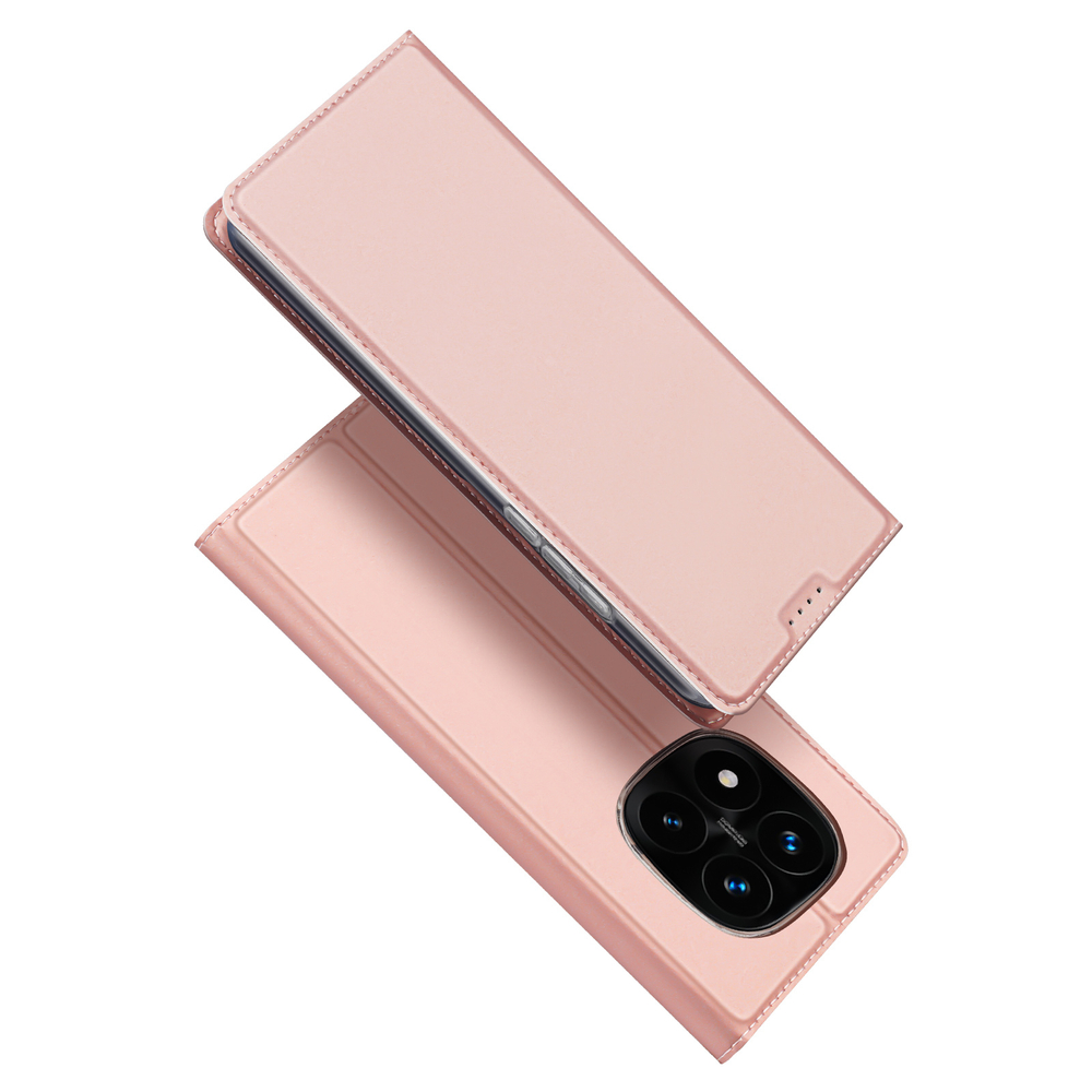 Чехол книжка из PU кожи розового цвета от Dux Ducis для Xiaomi Redmi Note 14 Pro+ 5G, серия Skin Pro Series Case
