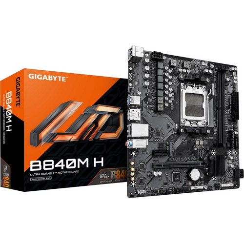 Материнская плата GIGABYTE B840M H (AM5/AMD B840/2xDDR5/PCI-Ex16/M.2/SB7.1/GLAN/DisplayPort/HDMI/mATX)