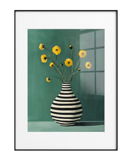 Постер Flowers &amp; striped vase