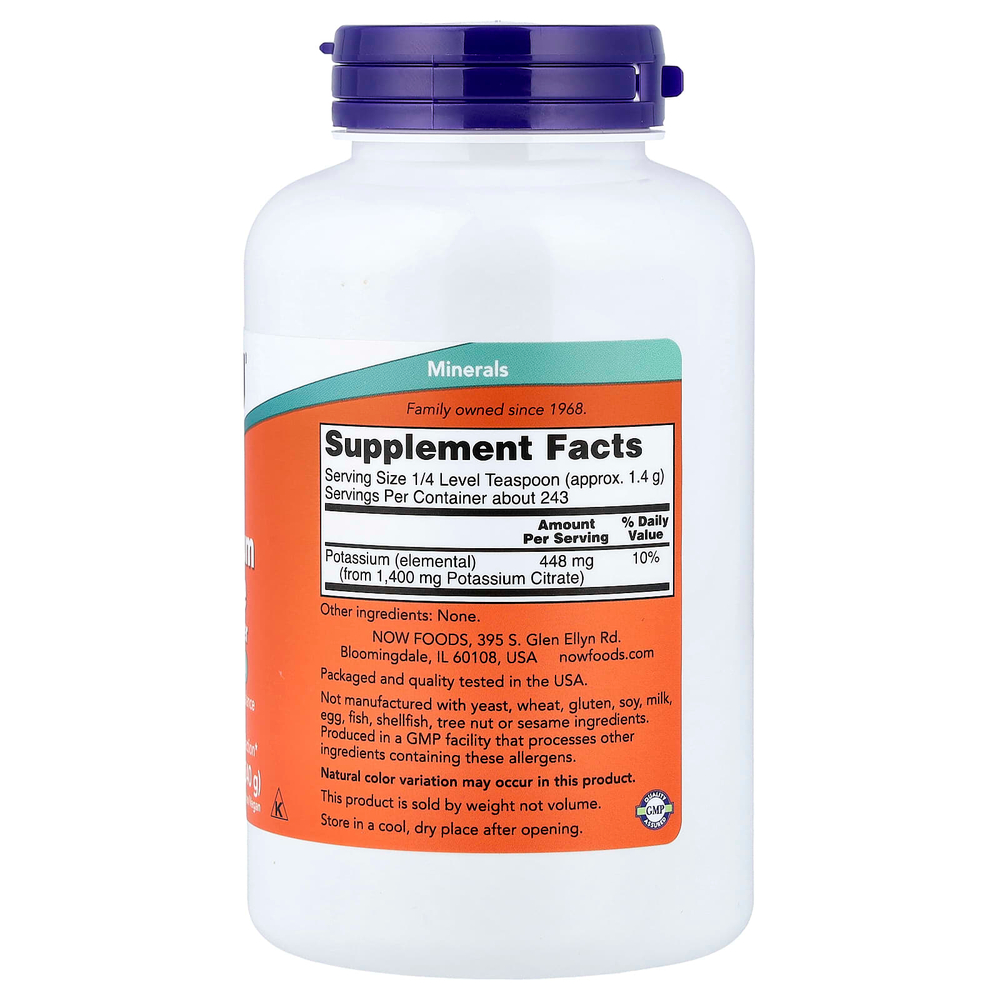 NOW Foods, цитрат калия, чистый порошок, 340 г (12 унций)