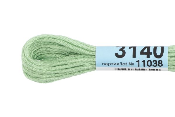 Мулине Gamma 100% хлопок, цв.3140 бл.зеленый, 24 мотка по 8 метров