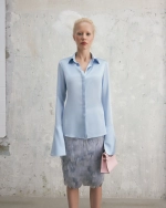 Шелковая рубашка Голубой Шелк Silk Blue